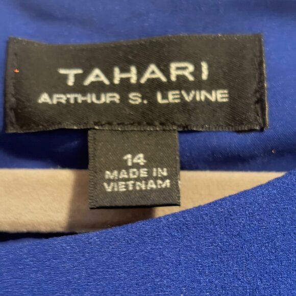 Tahari ASL Women Cobalt Blue Side Tide Crepe Sheath Cap sleeve Dress Size 14 - Picture 8 of 16